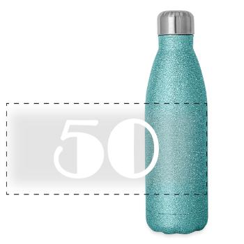 50. 50 YEARS. 50th ANNIVERSARY. 50 YEARS ANNIVERSARY - Panoramic Glitter Thermal Bottle 500 ml - blue glitter - Front