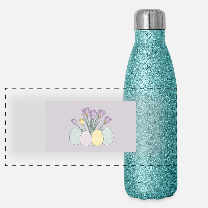 Easter Crocuses Panoramic Glitter Thermal Bottle 500 ml