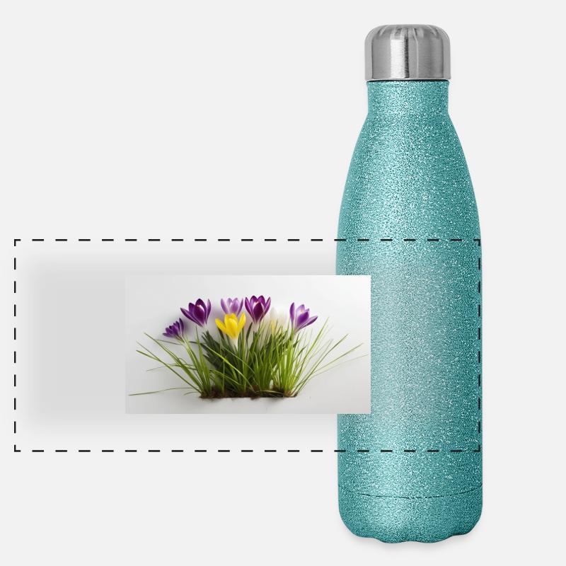 Crocus - Gourde isotherme panoramique pailletée 500 ml - paillettes bleues