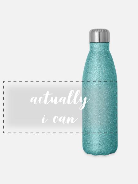 Eigentlich kann ich Motivation Shirts Inspirierend - Panorama Glitzer Isolierflasche 500 ml - Blau Glitzer - Vorne