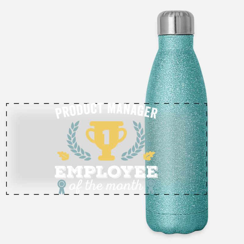 Produktmanager Mitarbeiter des Monats - Panorama Glitzer Isolierflasche 500 ml - Blau Glitzer