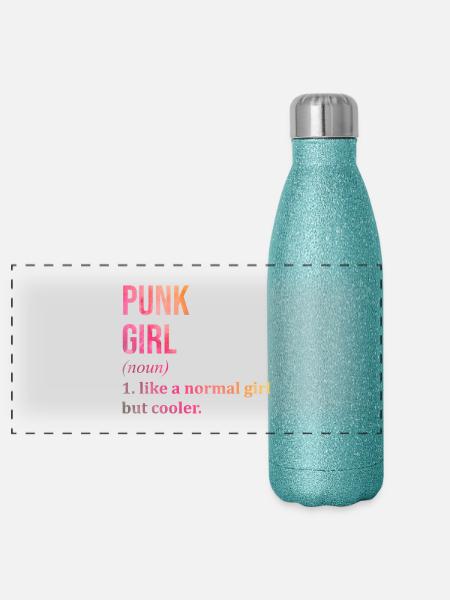 Punk Punk Punk - Panorama Glitzer Isolierflasche 500 ml - Blau Glitzer