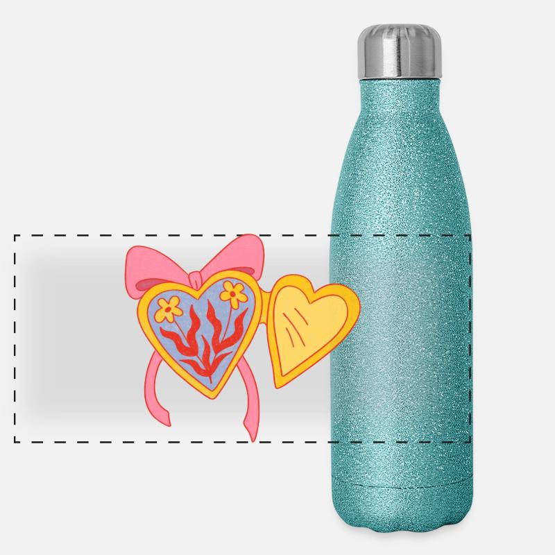 Offenes Herz Panorama Glitzer Isolierflasche 500 ml