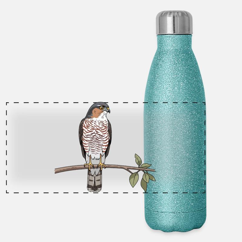 Sperber Greifvogel Panorama Glitzer Isolierflasche 500 ml