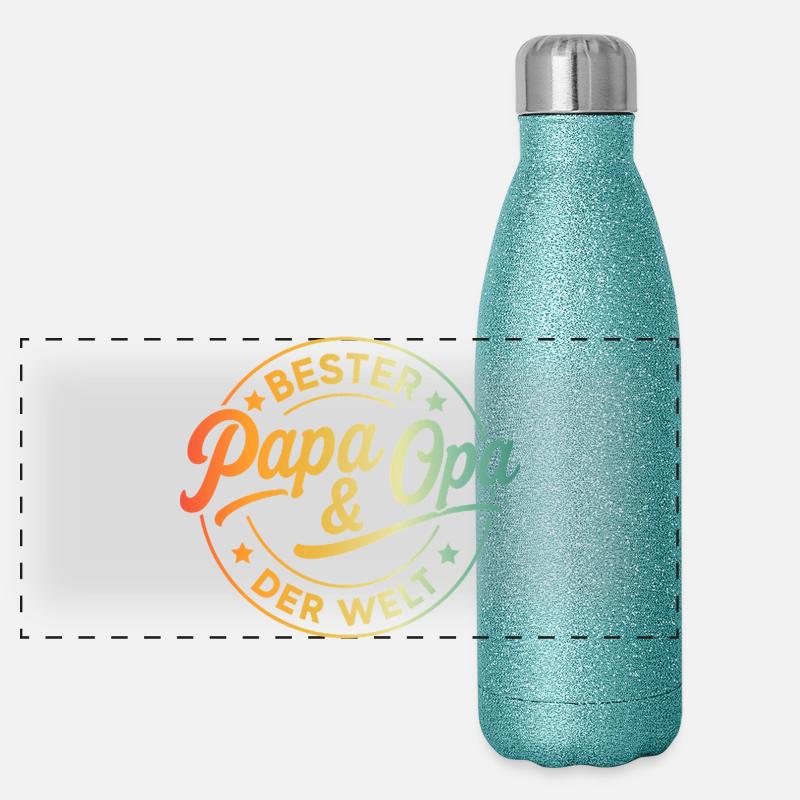 Bester Papa und Opa der Welt – Retro Vatertagsidee Panorama Glitzer Isolierflasche 500 ml