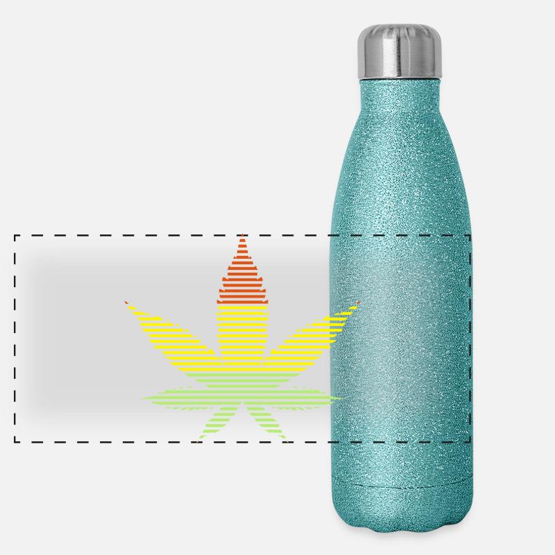 feuille de cannabis Gourde isotherme panoramique pailletée 500 ml
