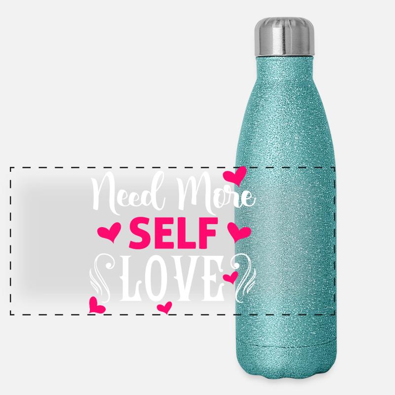 Need More Self Love Motivationsdesign Panorama Glitzer Isolierflasche 500 ml