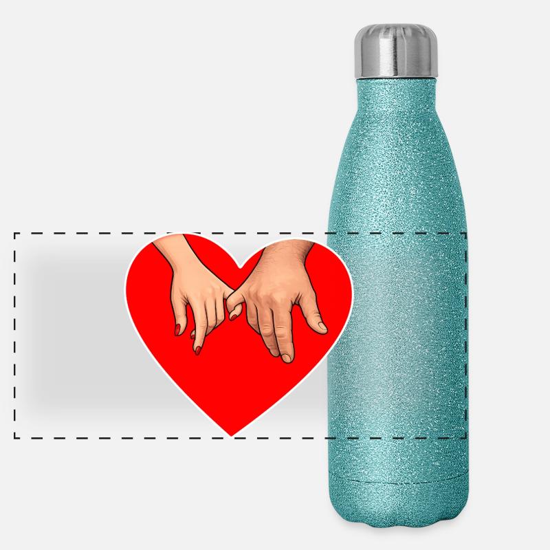 Tenir la main dans le cœur Gourde isotherme panoramique pailletée 500 ml