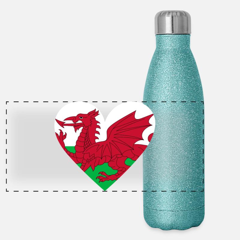 Wales Heart Panorama Glitzer Isolierflasche 500 ml