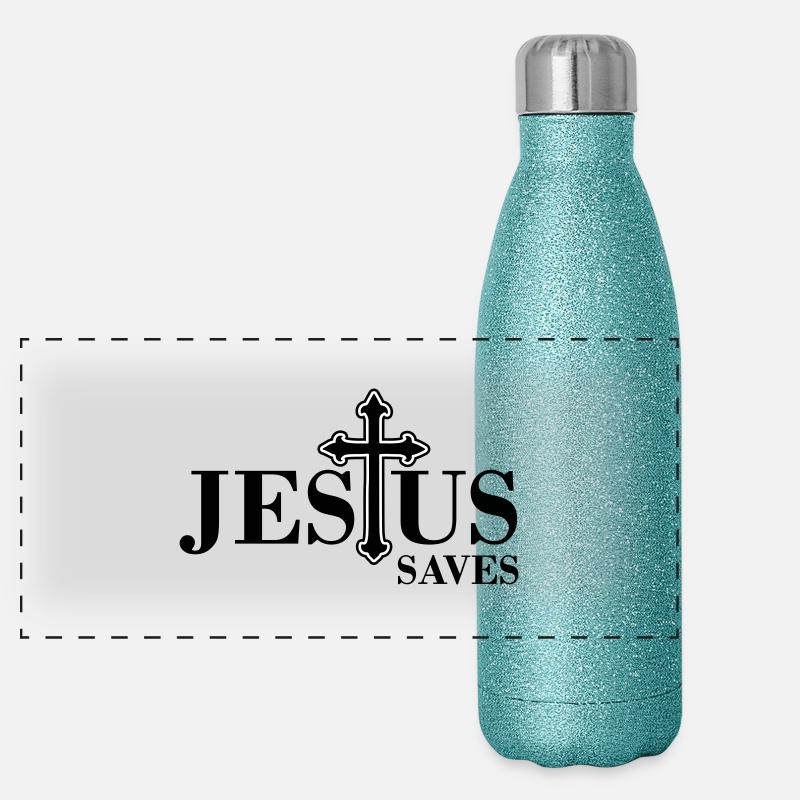 Jesus saves Panoramic Glitter Thermal Bottle 500 ml