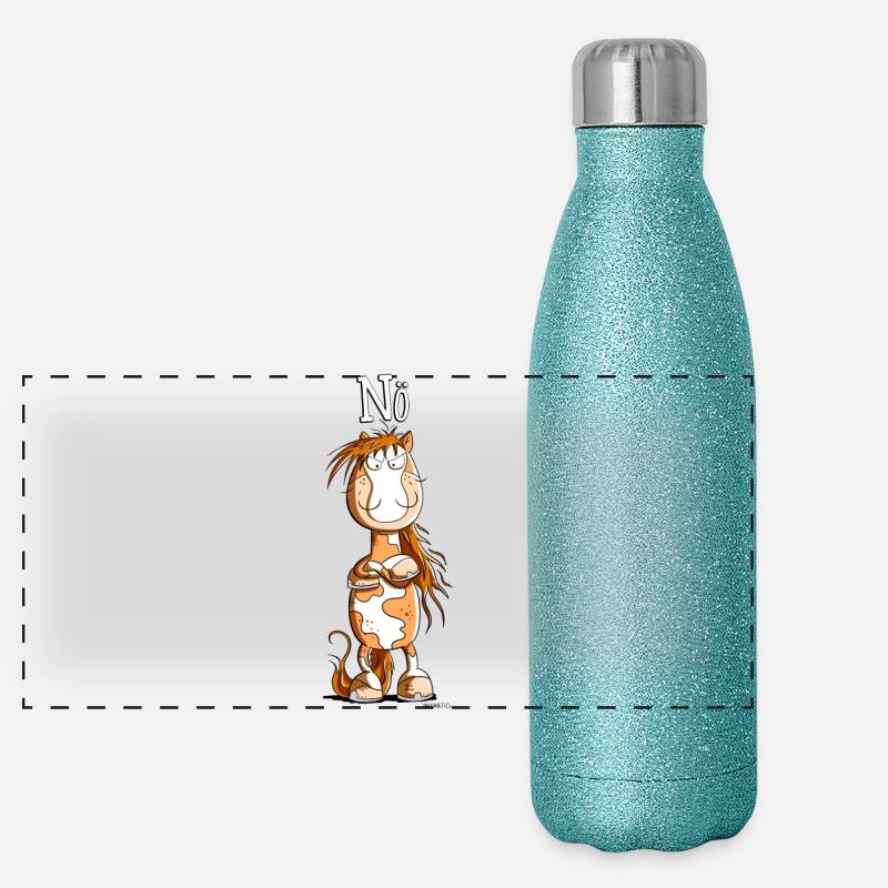 Nö Pferd I Einfach Nö Tiermotiv Panorama Glitzer Isolierflasche 500 ml