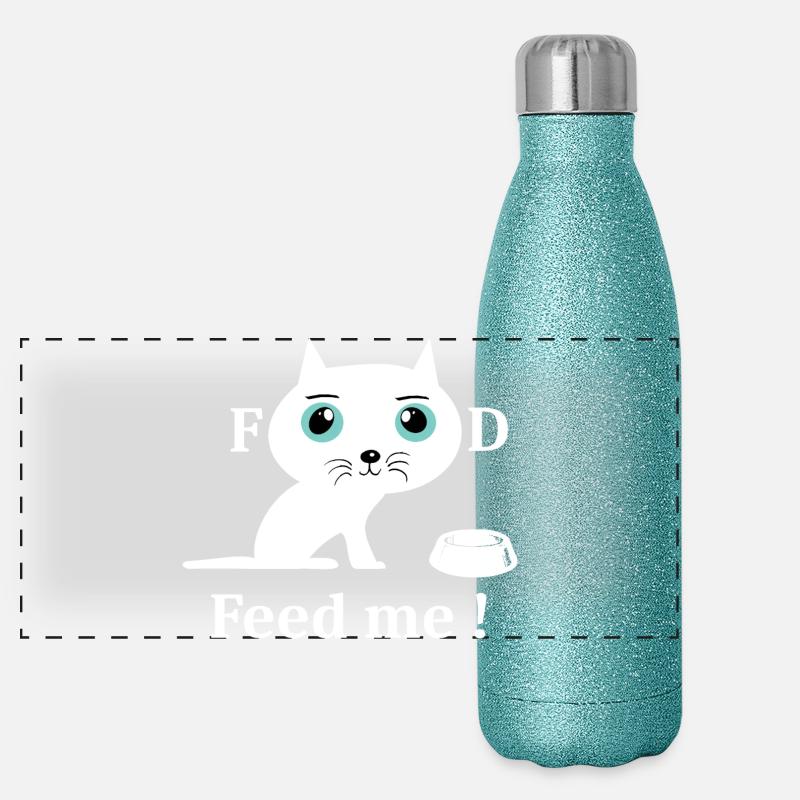 Chat blanc mignon Gourde isotherme panoramique pailletée 500 ml