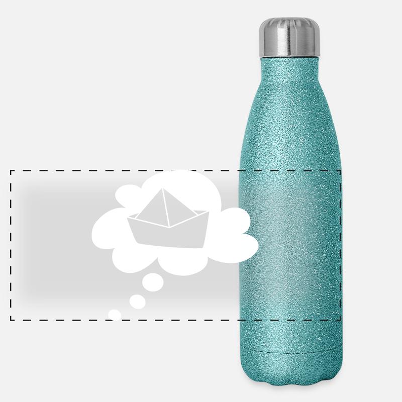 Paper Boat Cloud Thought Bubble Speech Bubble Holiday Panoramic Glitter Thermal Bottle 500 ml
