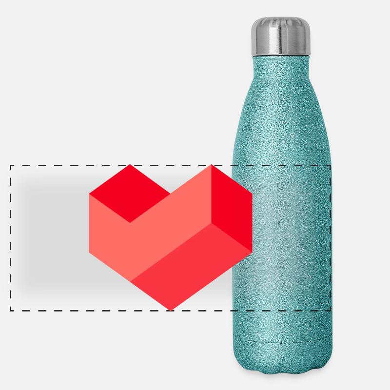 Pixel Herz Panorama Glitzer Isolierflasche 500 ml
