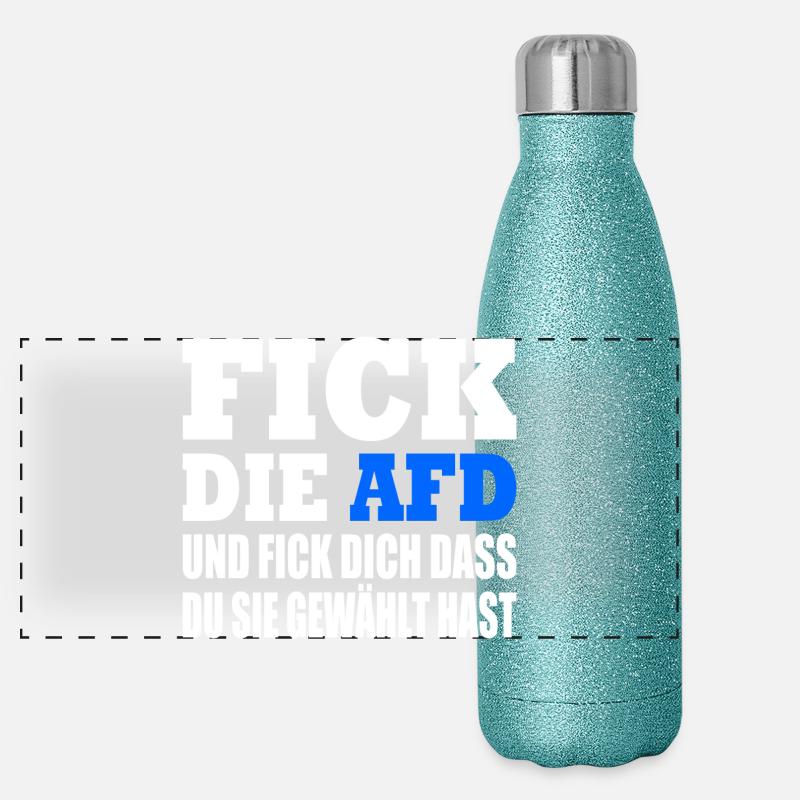 fick die afd und fick dich dass du sie gewählt has Panorama Glitzer Isolierflasche 500 ml