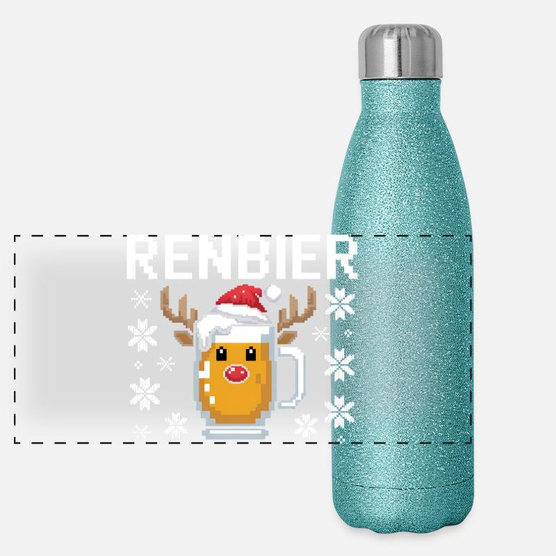 Weihnachtsbier Rentierbecher Panorama Glitzer Isolierflasche 500 ml