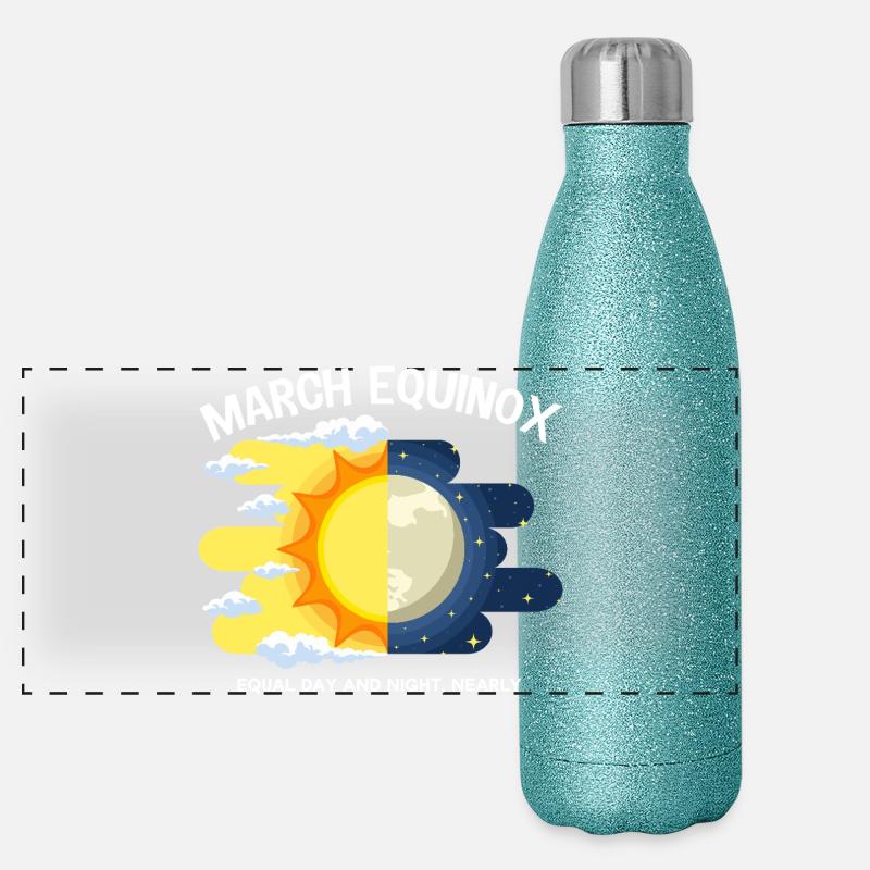 Équinoxe de mars Jour et nuit Ostara Gourde isotherme panoramique pailletée 500 ml