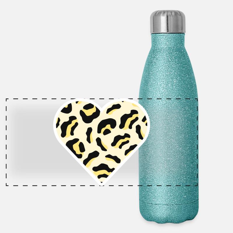 Classic Leopard Print Heart Panoramic Glitter Thermal Bottle 500 ml