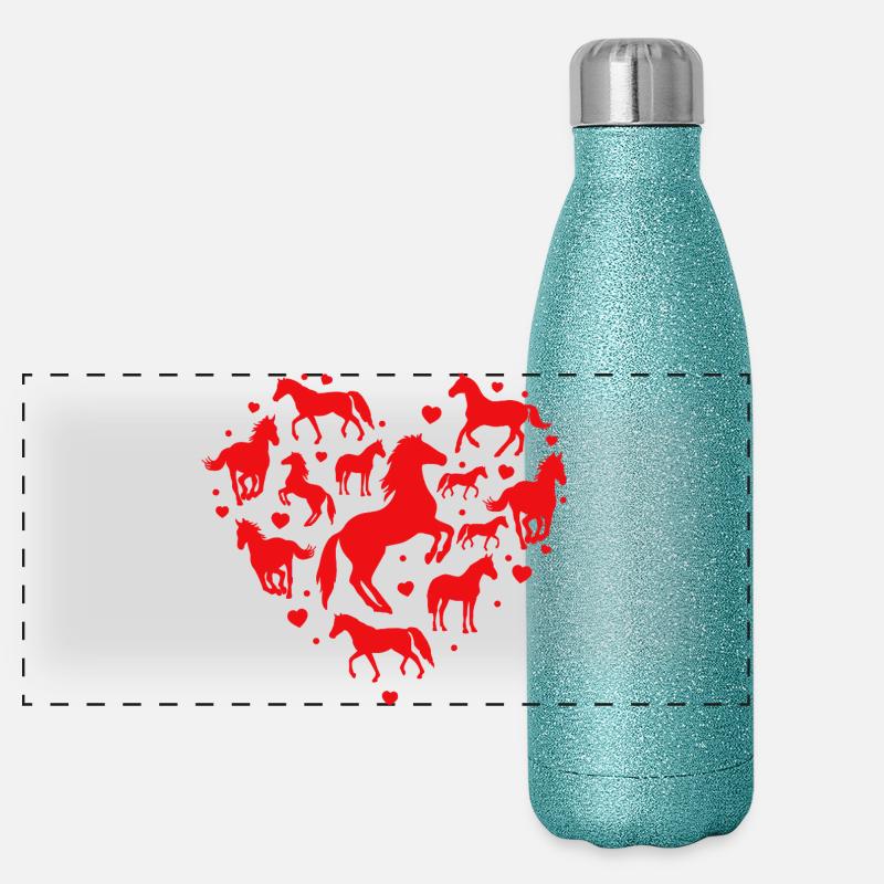 Equine Heart Silhouette Panoramic Glitter Thermal Bottle 500 ml