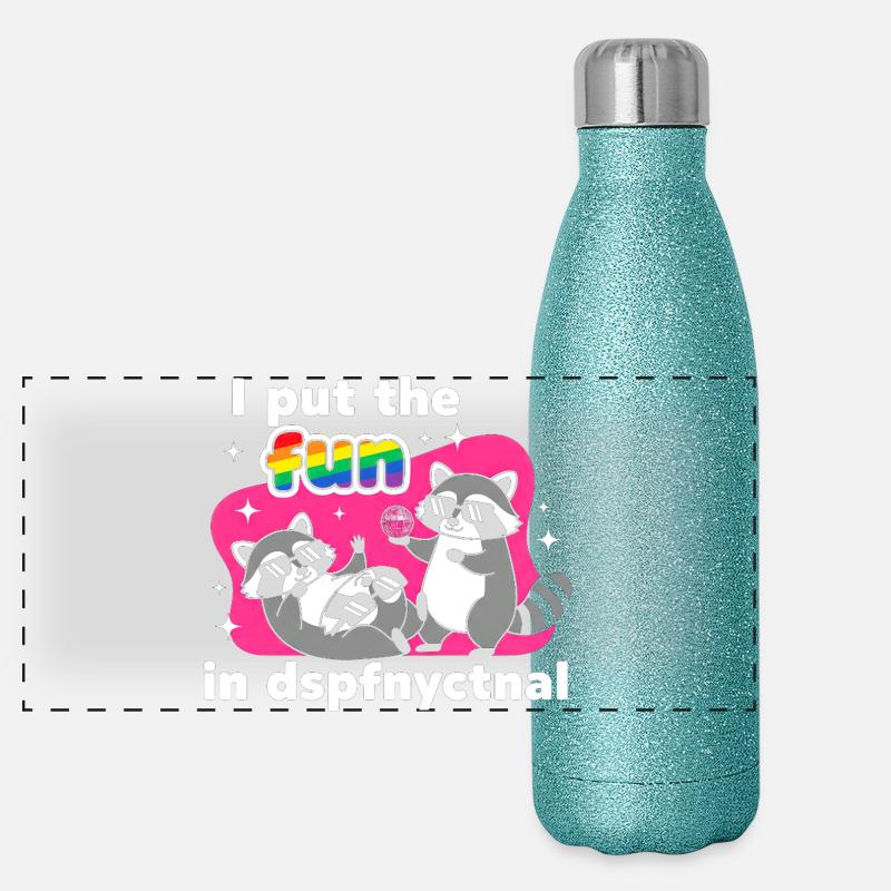 Disco Racco-Bären: Regenbogenspaß Panorama Glitzer Isolierflasche 500 ml