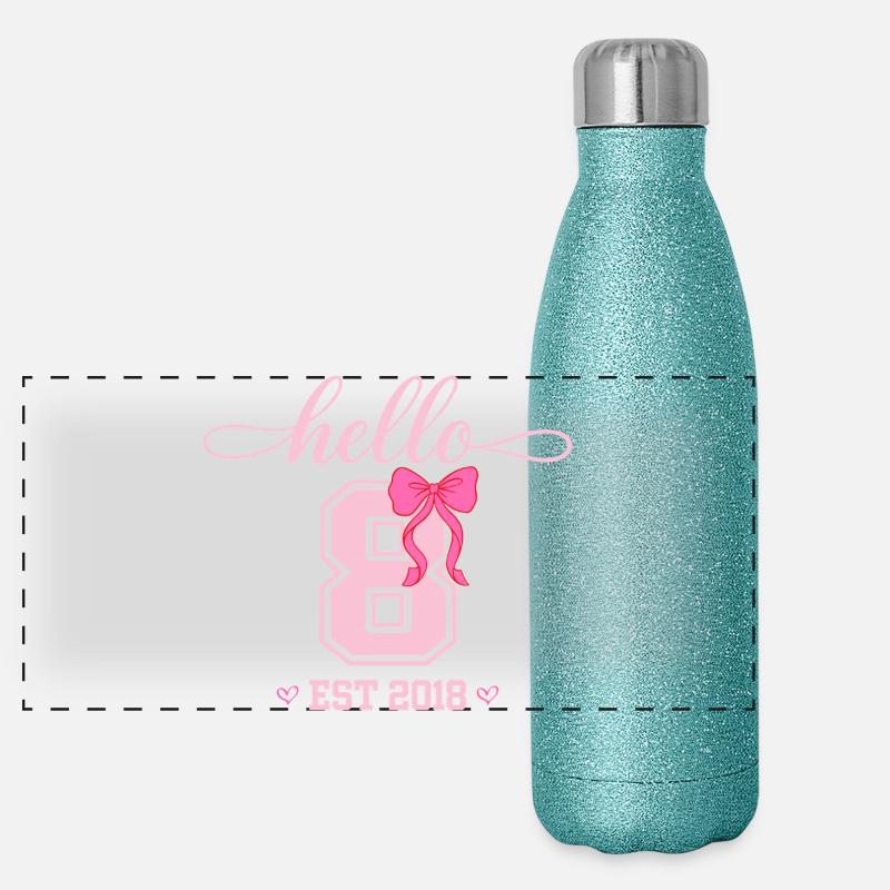 Hello 8 Est 2018 Mädchen Geburtstag Design Panorama Glitzer Isolierflasche 500 ml