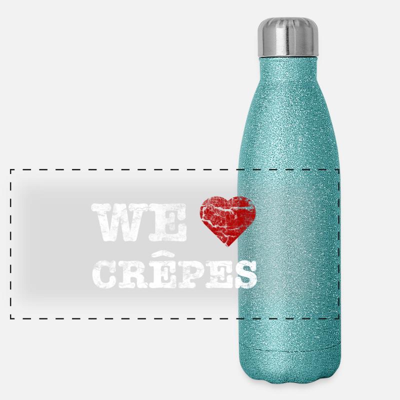 "We love Crepes" vintage light Panorama Glitzer Isolierflasche 500 ml