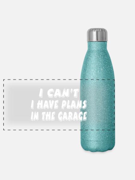 Garage - Panorama Glitzer Isolierflasche 500 ml - Blau Glitzer - Vorne