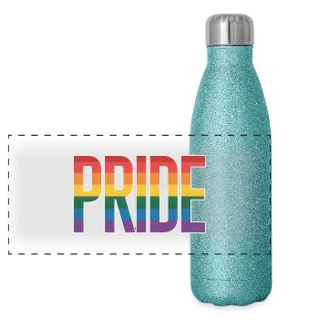 Pride - Cool Queer City Logo - Gourde isotherme panoramique pailletée 500 ml - paillettes bleues - Devant