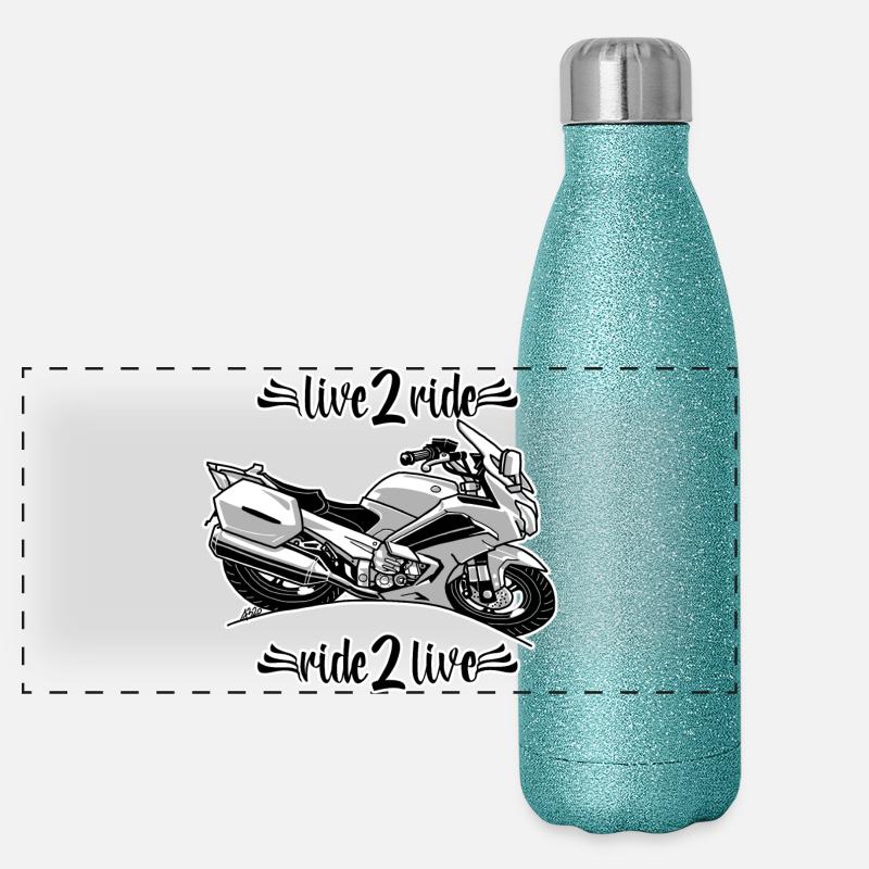 0964 live 2 ride ride 2 live - Panoramic Glitter Thermal Bottle 500 ml - blue glitter