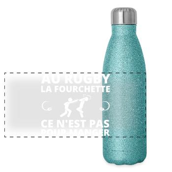rugby, rugby sport, rugby humour - Gourde isotherme panoramique pailletée 500 ml - paillettes bleues - Devant