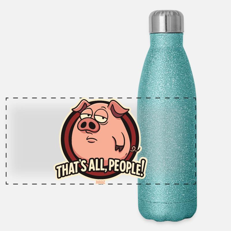 Freches Schwein, das alles sind Menschen Panorama Glitzer Isolierflasche 500 ml