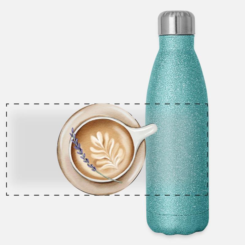 Gemütliche Lavendel Latte Art Design  Panorama Glitzer Isolierflasche 500 ml