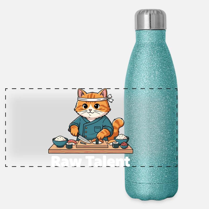 Chats Sushi Master Talent Gourde isotherme panoramique pailletée 500 ml