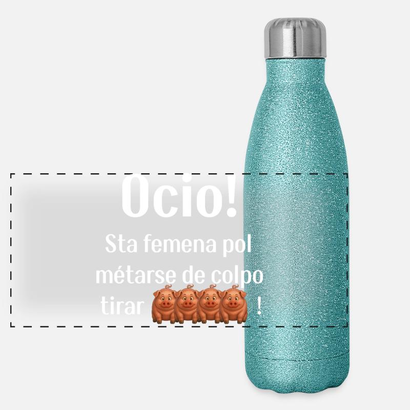 Witzige Phrase auf Venezianisch Panorama Glitzer Isolierflasche 500 ml