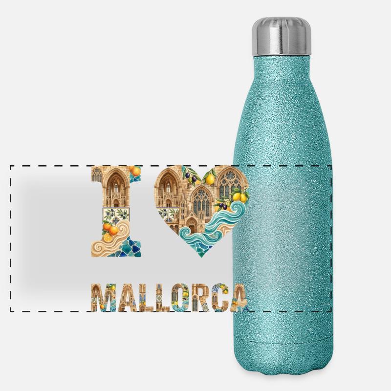 Majorque – Architecture méditerranéenne Gourde isotherme panoramique pailletée 500 ml