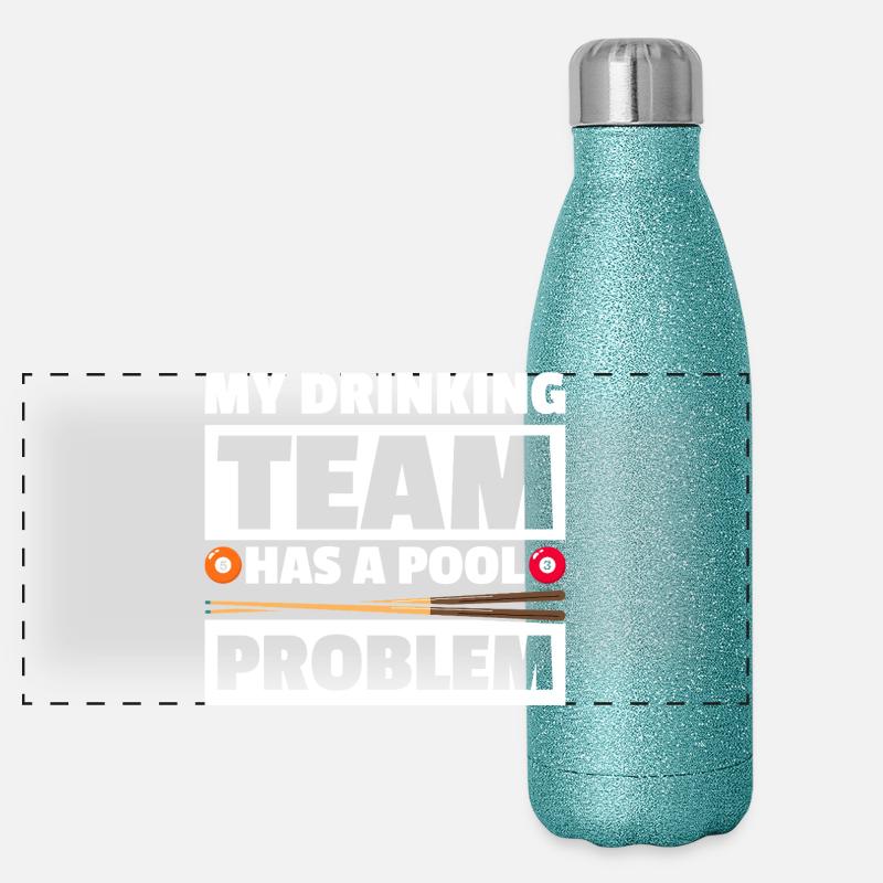 My drinking team lustiges Billard Billardspieler Panorama Glitzer Isolierflasche 500 ml
