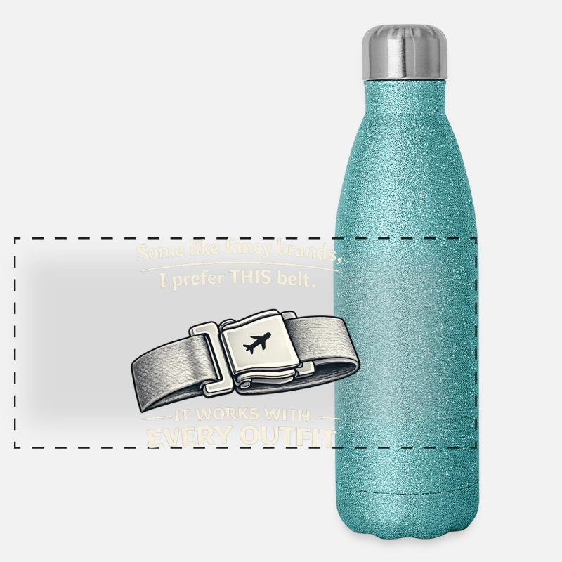 THIS Belt Spruch: Sitzgurt Flugzeug Panoramic Glitter Thermal Bottle 500 ml