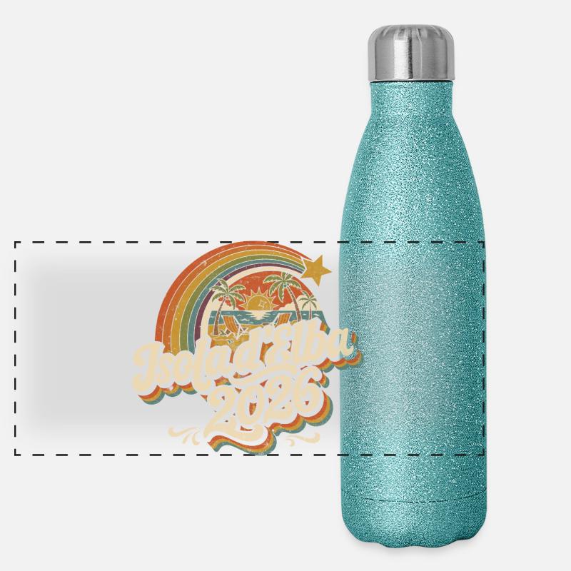 Logo rétro Isola d’Elba 2026 Gourde isotherme panoramique pailletée 500 ml