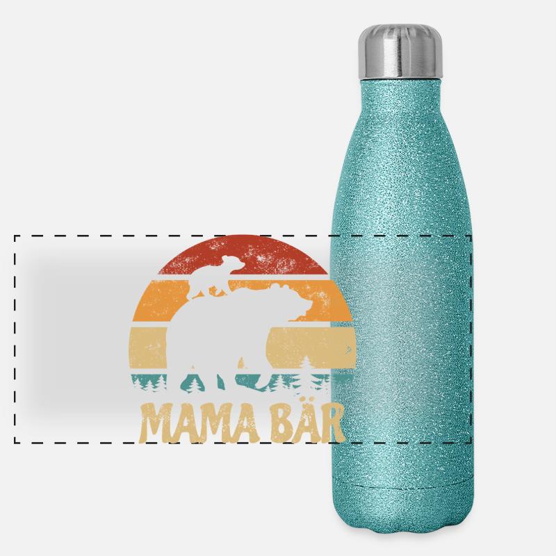 Mama Bär - Muttertag - Vintage Geschenk Panorama Glitzer Isolierflasche 500 ml
