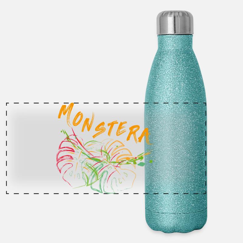 Monstera  Panorama Glitzer Isolierflasche 500 ml