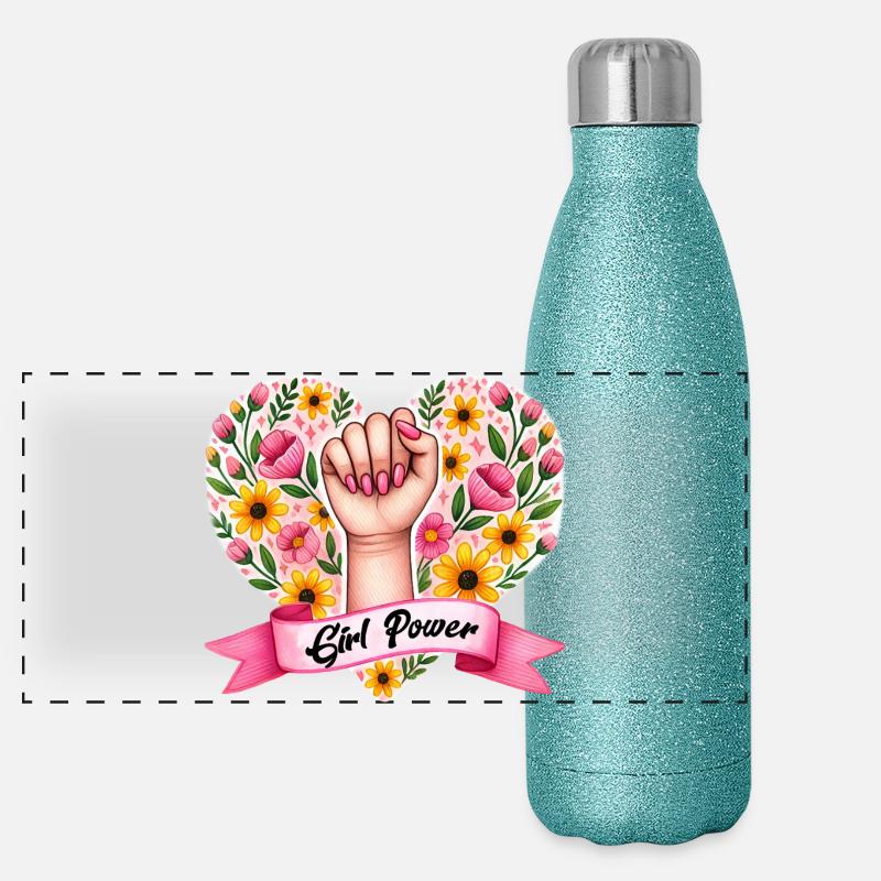 Frauenpower Panorama Glitzer Isolierflasche 500 ml
