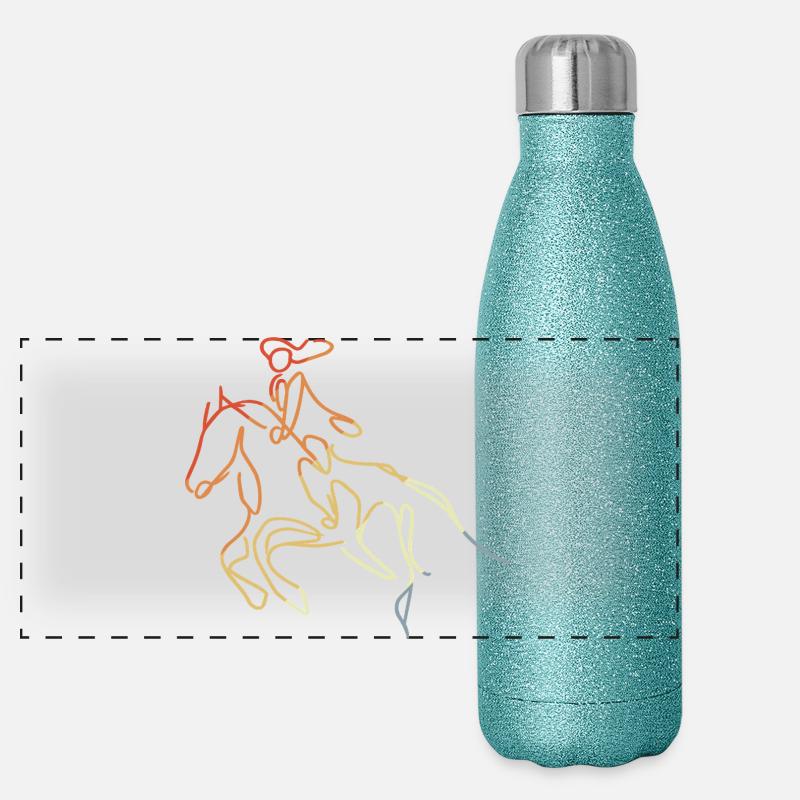 Reiter Mädchen Skizze Panorama Glitzer Isolierflasche 500 ml