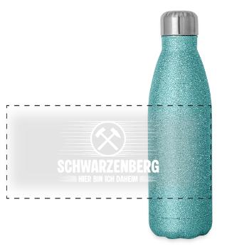 Schwarzenberg Erzgebirge - Panorama Glitzer Isolierflasche 500 ml - Blau Glitzer - Vorne