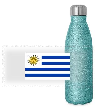 Uruguay - Panoramic Glitter Thermal Bottle 500 ml - blue glitter - Front