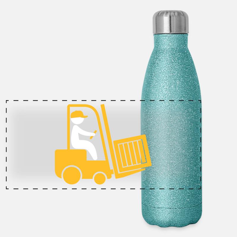 Ein Gabelstapler, der eine Schachtel transportiert Panorama Glitzer Isolierflasche 500 ml