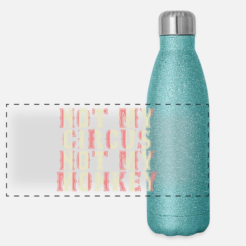 Circus - Clown - Artist - Manege - Gift - Panoramic Glitter Thermal Bottle 500 ml - blue glitter