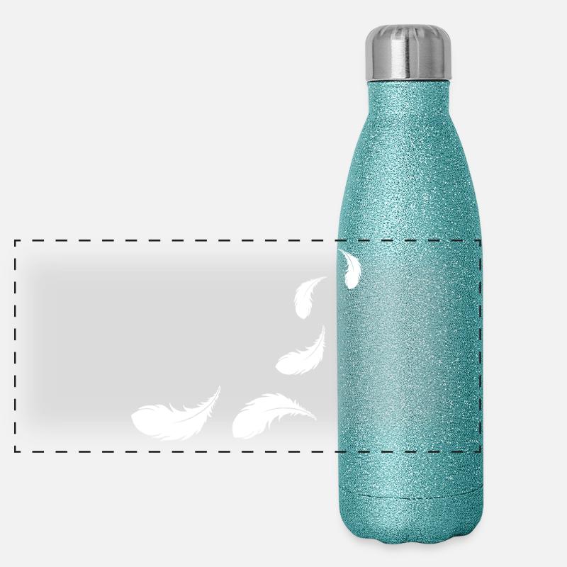flying feathers white Panoramic Glitter Thermal Bottle 500 ml
