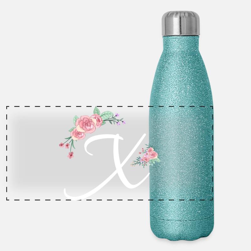 Lettre x fleurs Gourde isotherme panoramique pailletée 500 ml