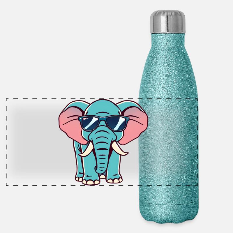 Elefant Panorama Glitzer Isolierflasche 500 ml
