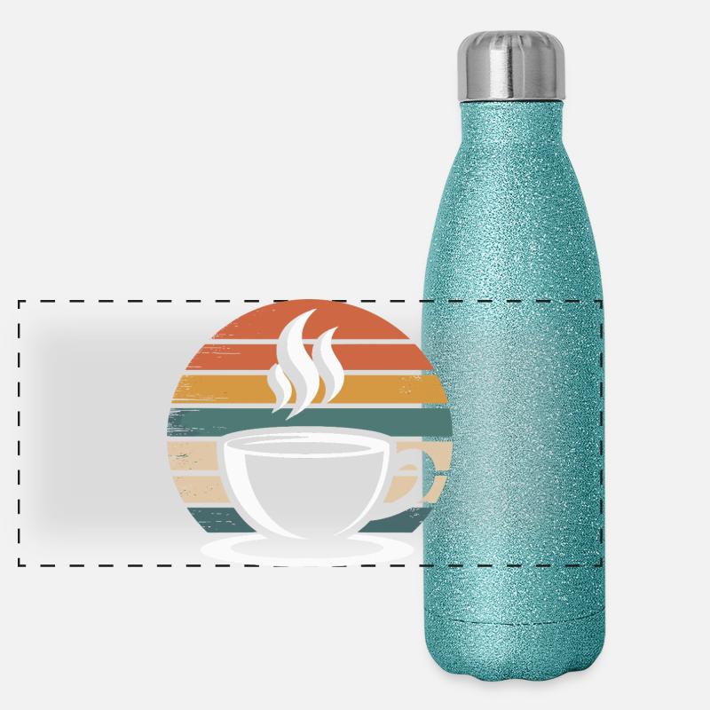 Vintage Kaffee-Design Panorama Glitzer Isolierflasche 500 ml